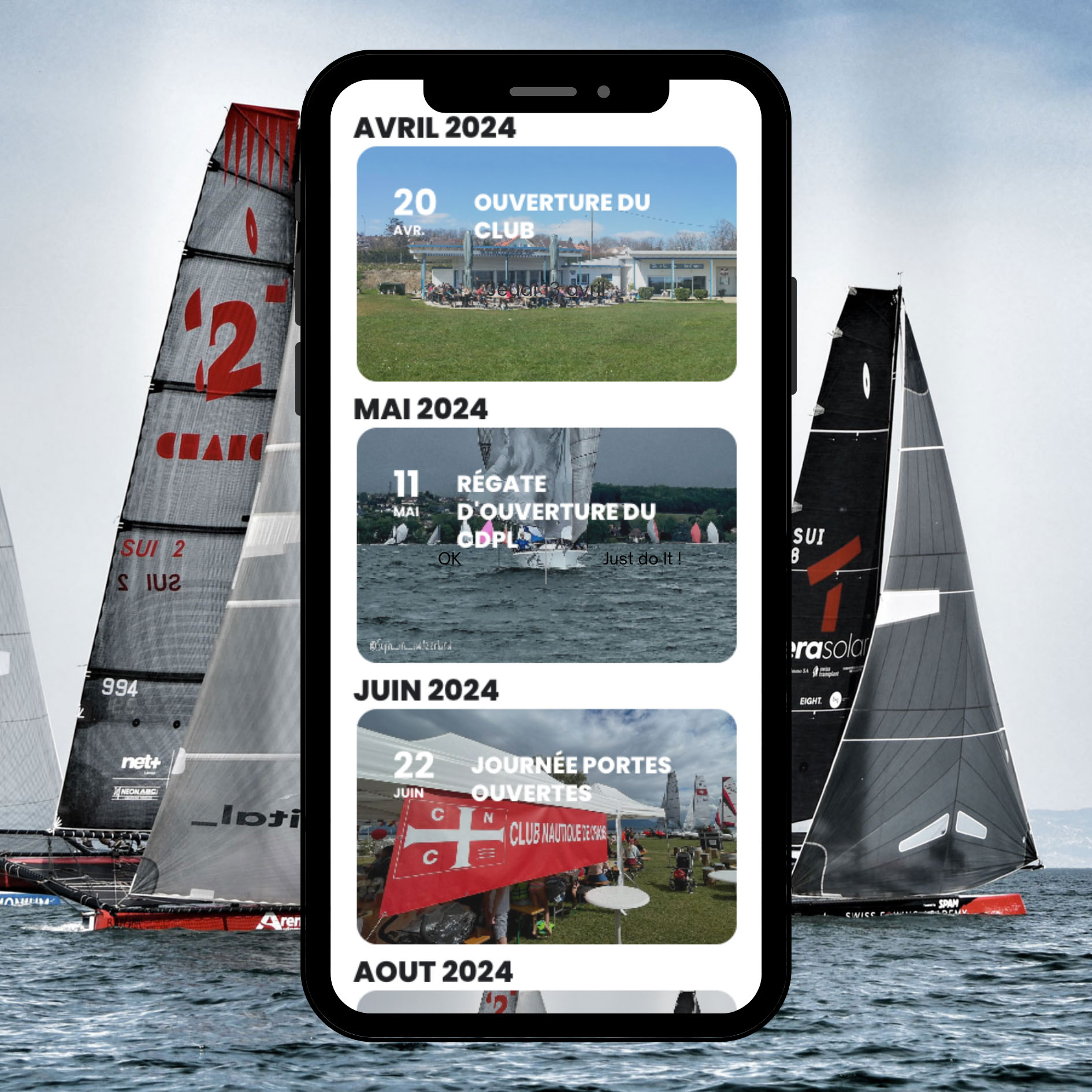 Calendrier 2024 des événements du Club Nautique de Crans